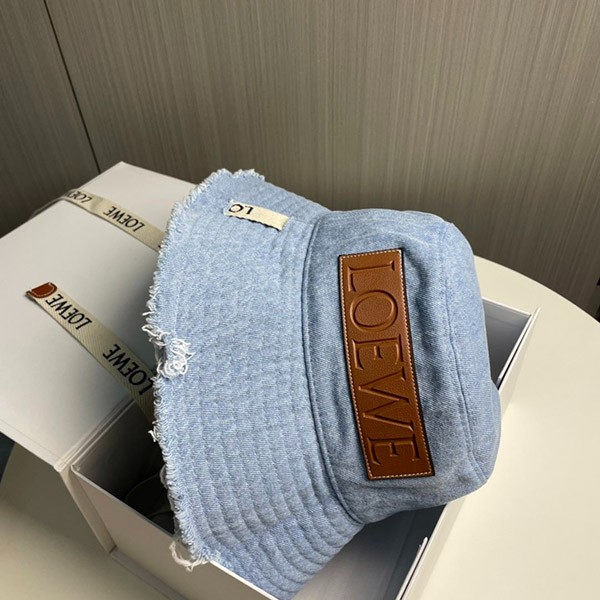お出かけに最適♪ロエベ フレイド フィッシャーマン ハット 偽物 (デニム＆カーフ) loa20552